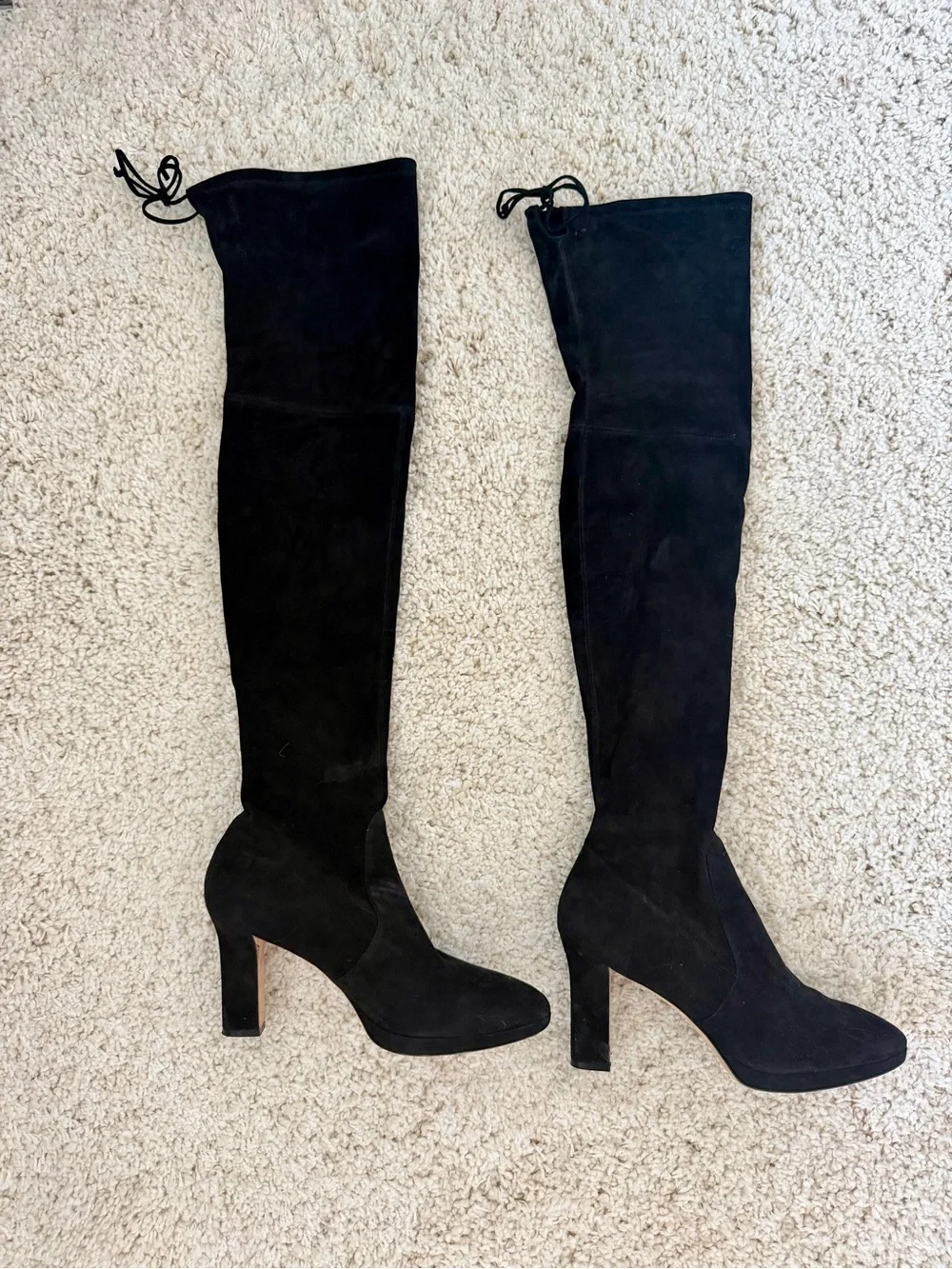 Stuart Weitzman Ledyland Black Suede Over the Knee OTK Boots - size 10